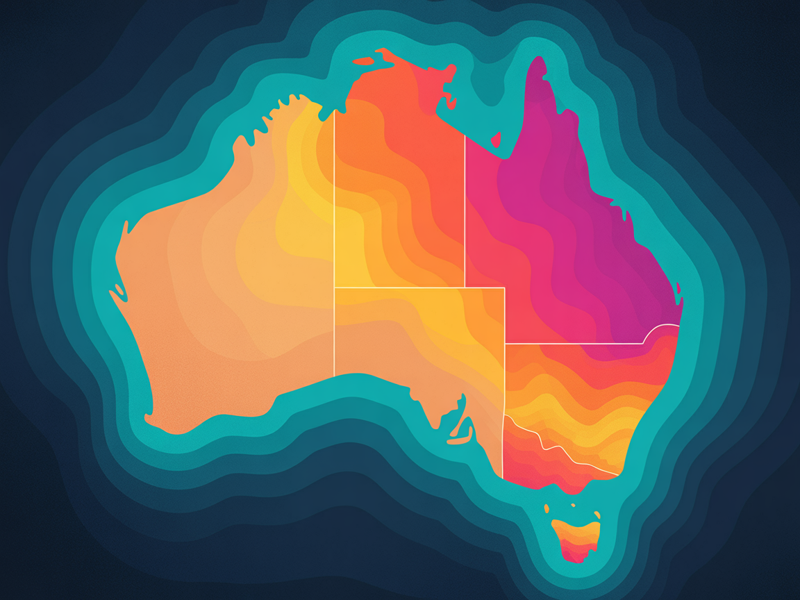 Choropleth heatmap of Australian regions